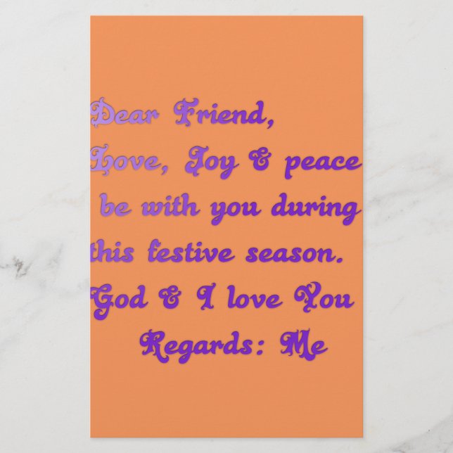 Papelaria "Querido Amigo" Saudação da Estação Festiva (Frente)