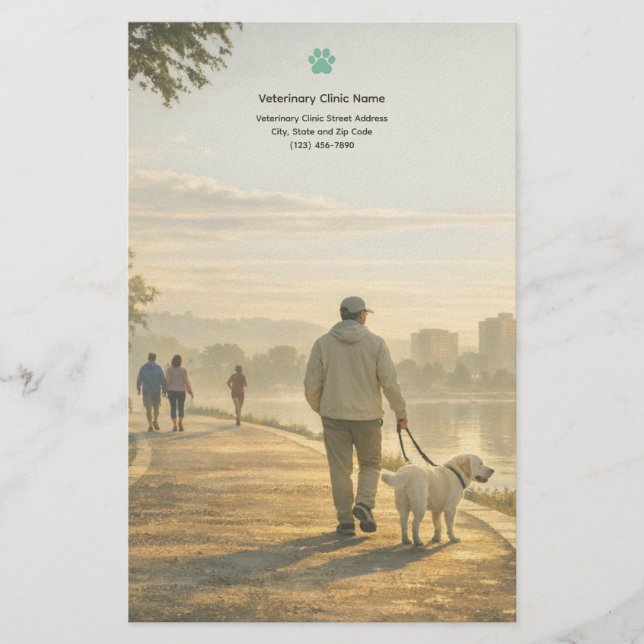 Papelaria Quiet Morning Walk – Veterinary Clinic Stationery  (Frente)
