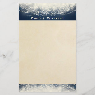 Papelaria Raios e Pérolas de Abstrato Elegante Personalizado