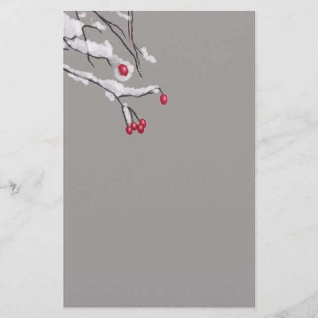 Papelaria Ramos das bagas do inverno cobertos na neve (Frente)