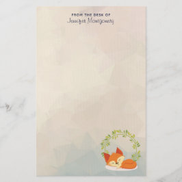 Papelaria Raposa Laranja Cachoreira com Folha Verde