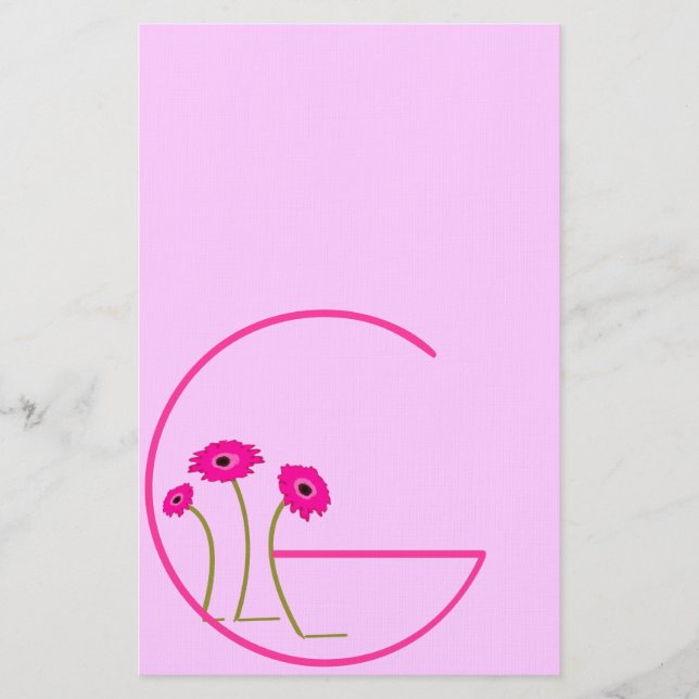 Papelaria Raspberry Gerber Daisy (Frente)
