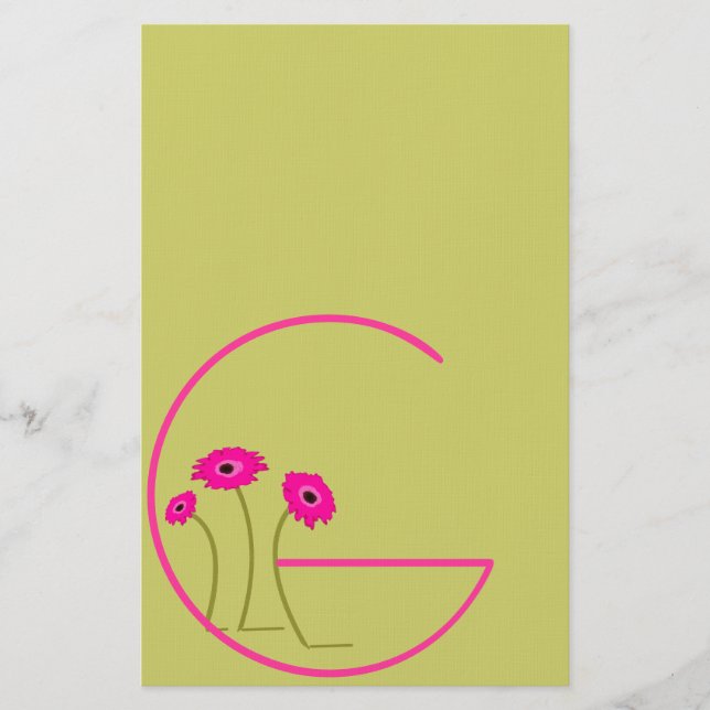 Papelaria Raspberry Gerber Daisy (Frente)