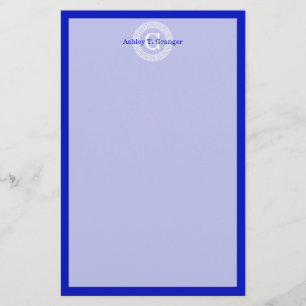 Papelaria Real Azul Wt Chave Grega Rnd Frame Monograma Inici