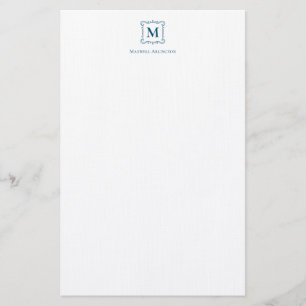 Papelaria Real Monograma Marinho de repouso azul personaliza
