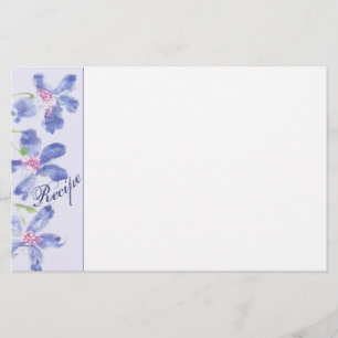 Papelaria Receita Floral Azul de Cor D'Água