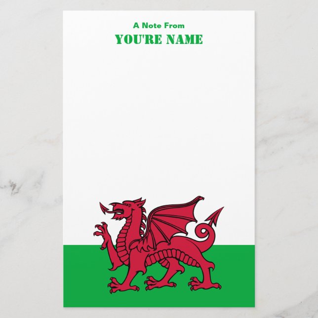 Papelaria Red Dragon Celtic Flag & Welsh (Frente)
