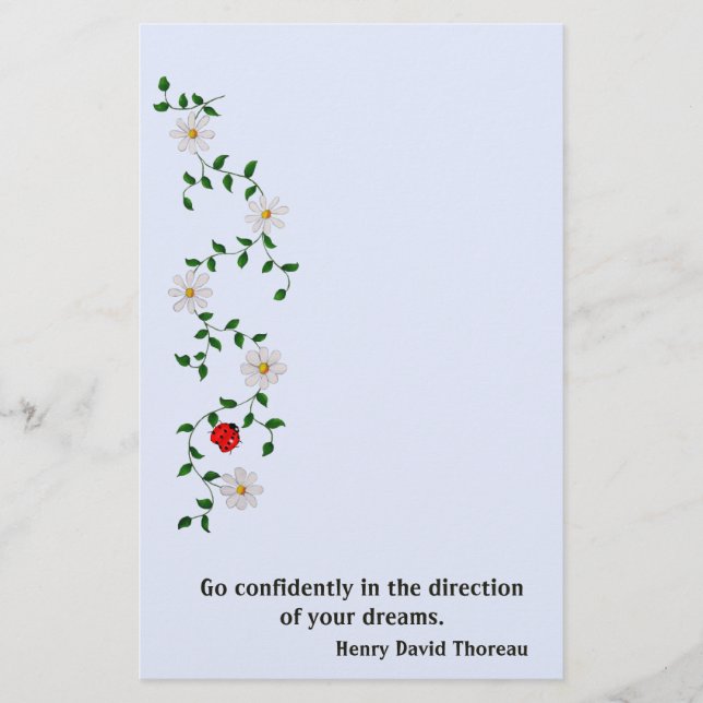 Papelaria Red Ladybug, margaridas brancas, encorajamento (Frente)