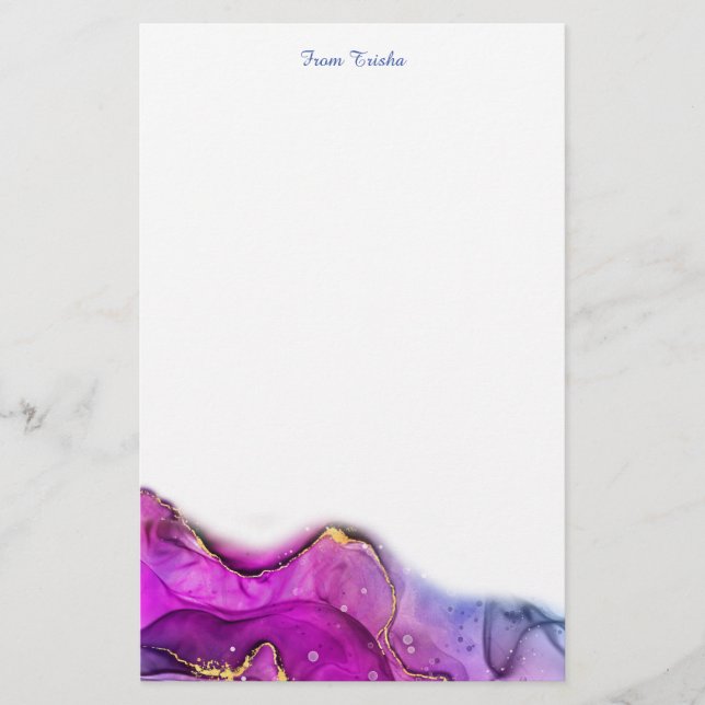 Papelaria Red Violet & Purple Ink Abstrato, DIY Name/Message (Frente)