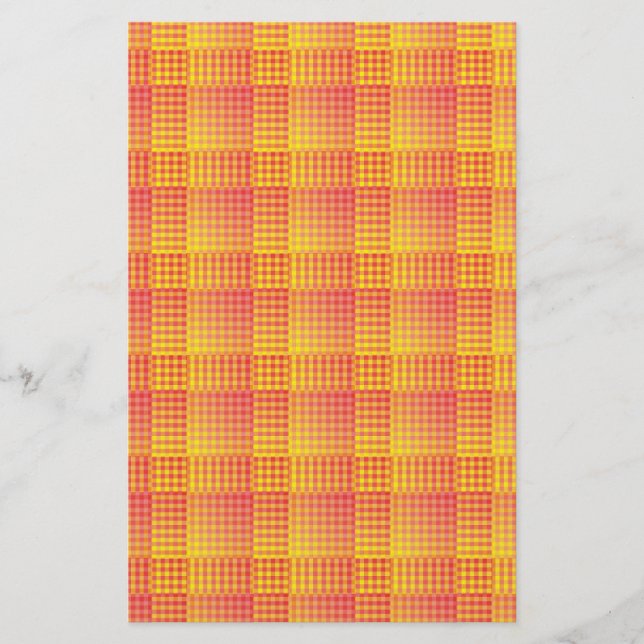 Papelaria Red Yellow Checker Abstract Pattern (Frente)