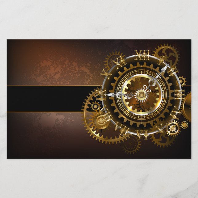 Papelaria Relógio a vapor com engrenagens antigas (Frente)