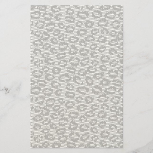 Papelaria rendas de rede pretas com padrão-leopardo em branc (Frente)