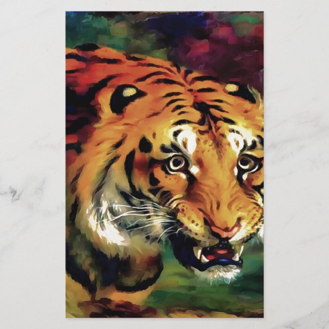 Papelaria Retrato Artístico Snarling Tiger (Frente)
