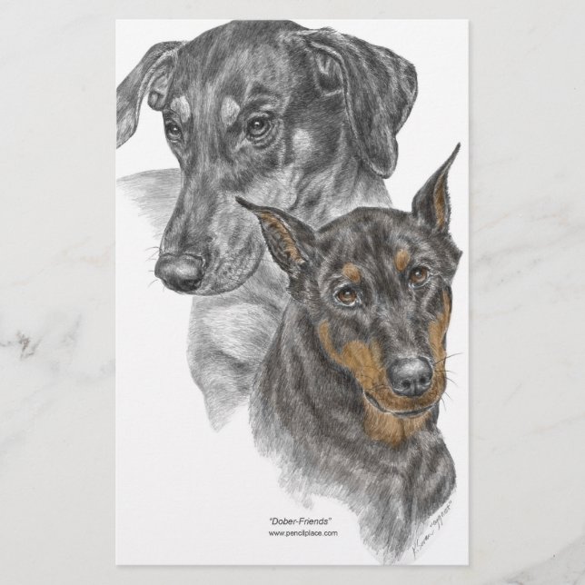 Papelaria Retrato de Dois Dobermans (Frente)