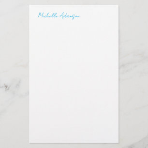 Papelaria Retro Elegante Simples Azul Céu Branco