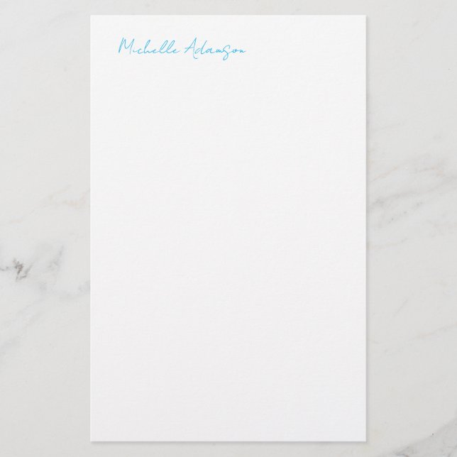Papelaria Retro Elegante Simples Azul Céu Branco (Frente)