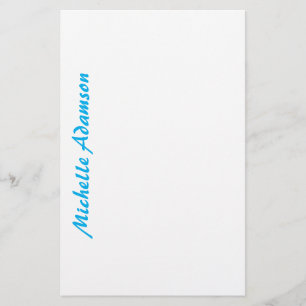 Papelaria Retro Elegante Simples Azul Céu Branco