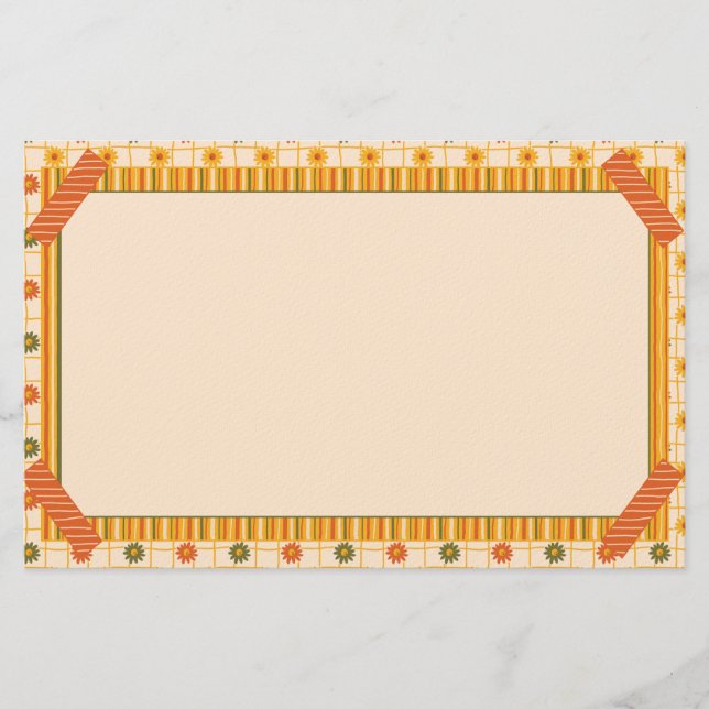 Papelaria Retro Spring Hand Drawn Faux Washi Floral Stripe (Frente)