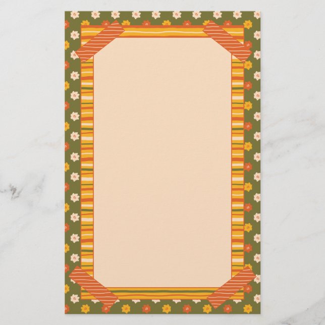 Papelaria Retro Spring Hand Drawn Faux Washi Floral Vertical (Frente)