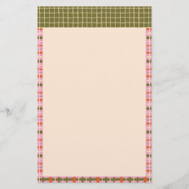 Papelaria Retro Spring Hand Drawn Plaid and Grid Vertical