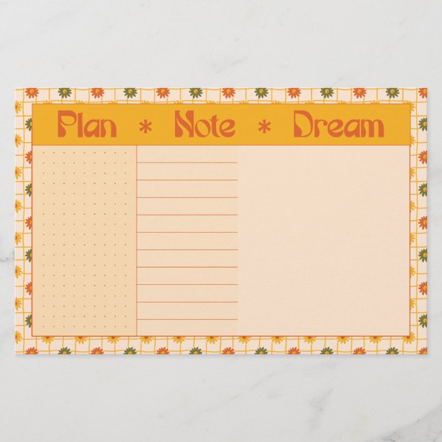 Papelaria Retro Spring Hand Drawn Plan and Dream Floral Grid (Frente)