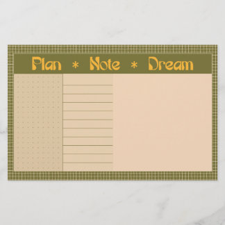 Papelaria Retro Spring Hand Drawn Plan and Dream Green Grid