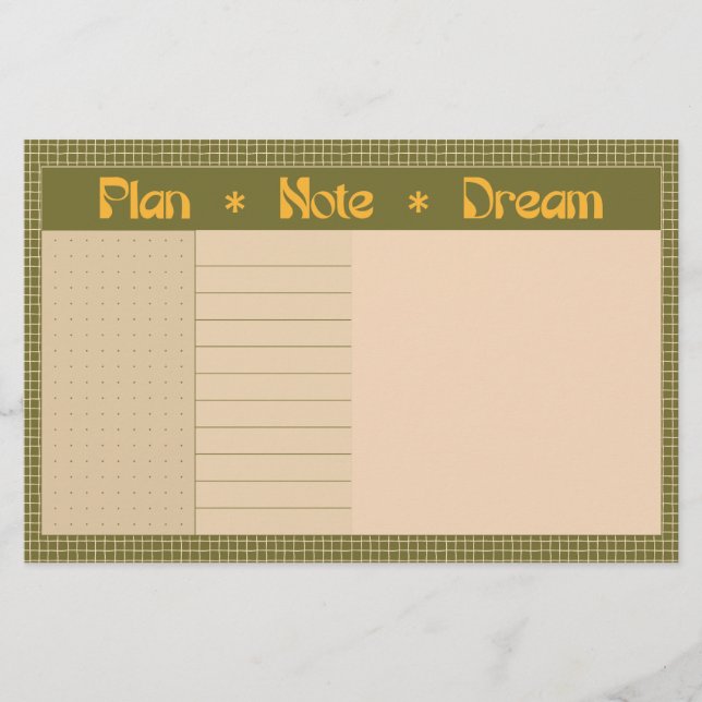 Papelaria Retro Spring Hand Drawn Plan and Dream Green Grid (Frente)