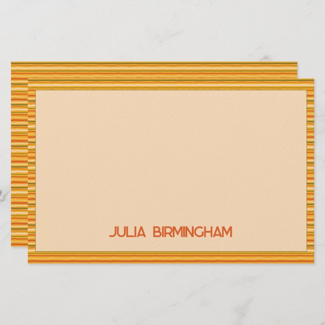 Papelaria Retro Spring Hand Drawn Sunshine Striped  (Frente/Verso)