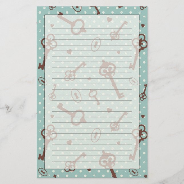 Papelaria Retro Valentine Keys (Frente)