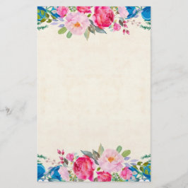 Papelaria Rico de Quadro de Flor Rosa e Azul