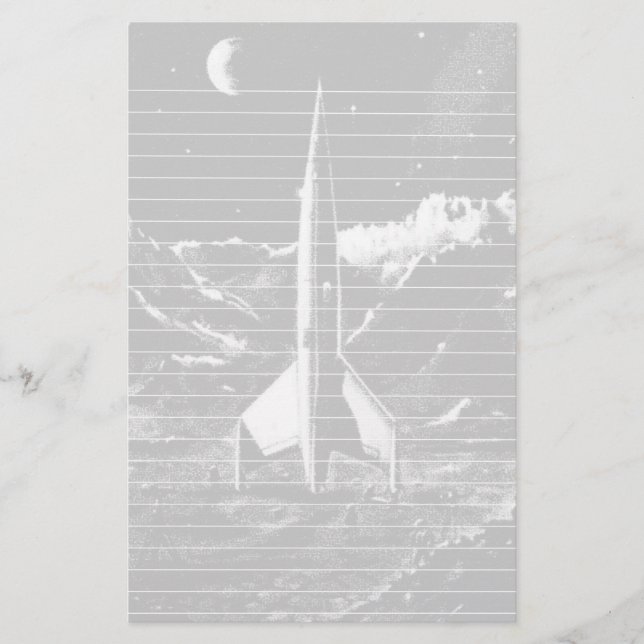 Papelaria Rocket retro no planeta estéril (Frente)