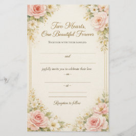 Papelaria Romantic Floral Wedding Invitation Card Template