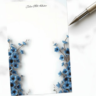 Papelaria Românticas Elegantes Serenas Flores Azuis