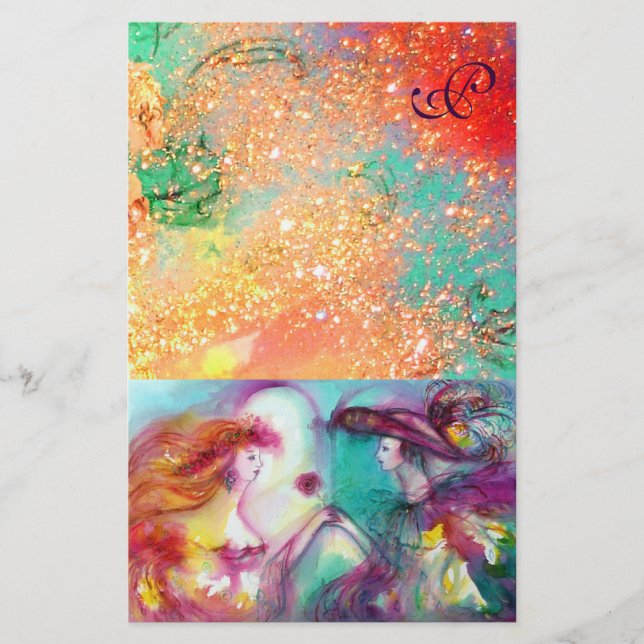 PAPELARIA ROMEO E JULIET, PINK VERDE DOURADO MONOGRAMA (Frente)