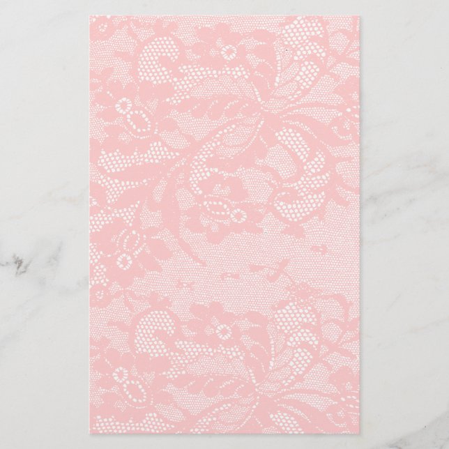 Papelaria Rosa Bege Vintage Floral Renda Elegante Feminina  (Frente)