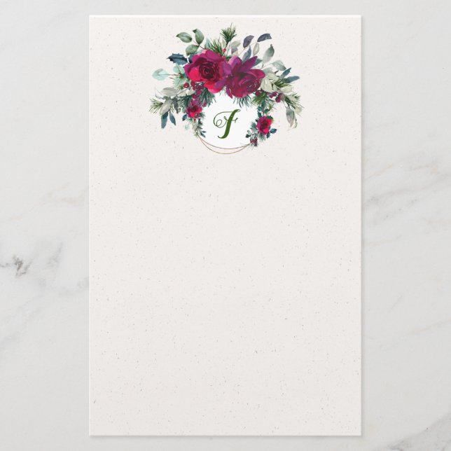 Papelaria Rosa e Holly Elegant Holiday Stationery (Frente)