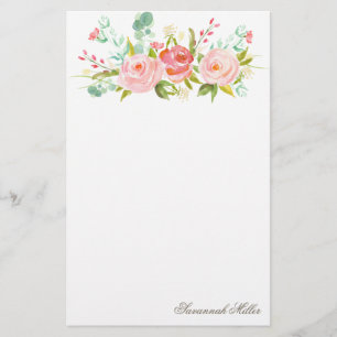Papelaria Rosa Garden Papel de Carta Personalizado