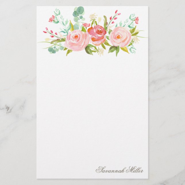 Papelaria Rosa Garden | Papel de Carta Personalizado (Frente)