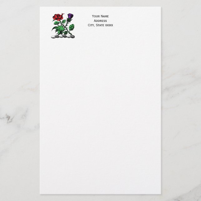Papelaria Rosa Heráldico e Casaco de Ataque de Braços Cor de (Frente)