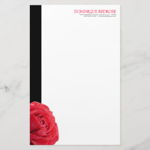 Papelaria Rosa vermelha com acento preto