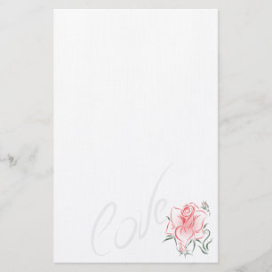 Papelaria Rosa vermelha e amor estilizados