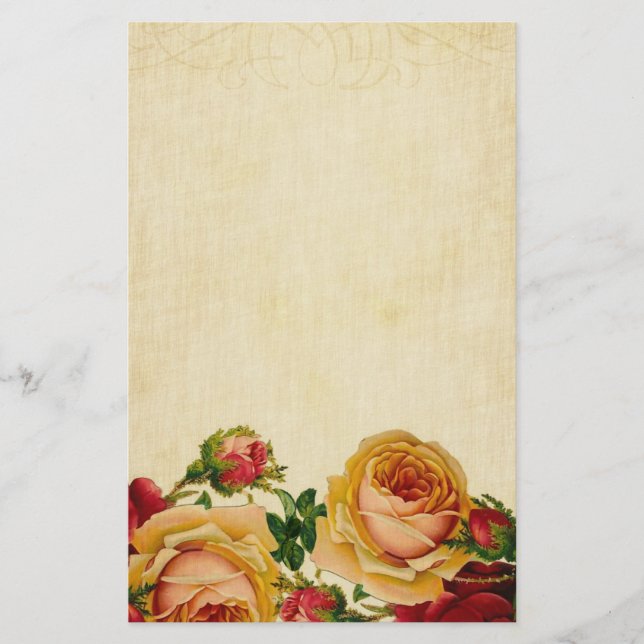 Papelaria Rosas de vindima em pergaminho (Frente)