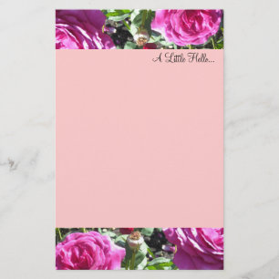 Papelaria Rosas Elegantes Rosa Quente