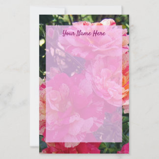 Papelaria Rosas listradas de rosa e branco editáveis 14 cm x