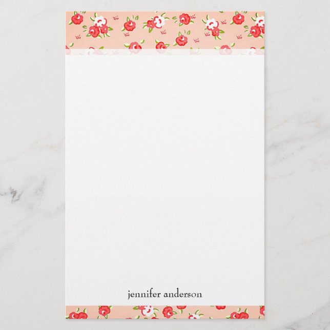Papelaria Rosas Rosa Cinzento Girassol Personalizadas (Frente)