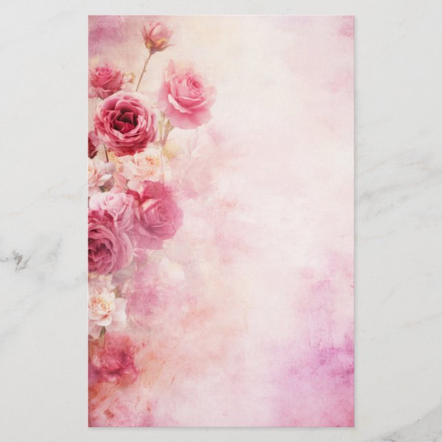 Papelaria Rosas Rosa Vintage (Frente)