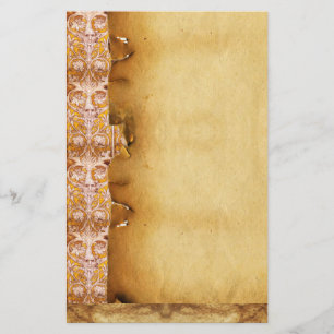 PAPELARIA ROSTO GROTESCO COM PARCHMENTO FLORAL BRANCO DOURAD