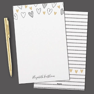 Papelaria Roteiro Feminino do Coração Dourado Girly Black