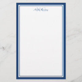 Papelaria Rótulo Azul Marinho Duas Bordas Monograma Vertical