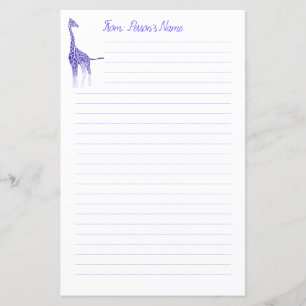 Papelaria Roxo Personalizada Lined Giraffe